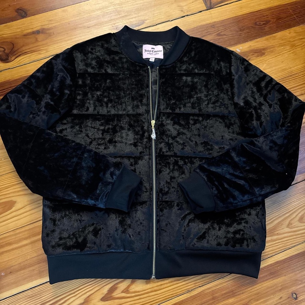 Juicy Couture Black Velvet Bomber Jacket